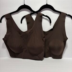 Bali Comfort Revolution EasyLite Wireless Bras XL Warm Cocoa Brown Lot of 2